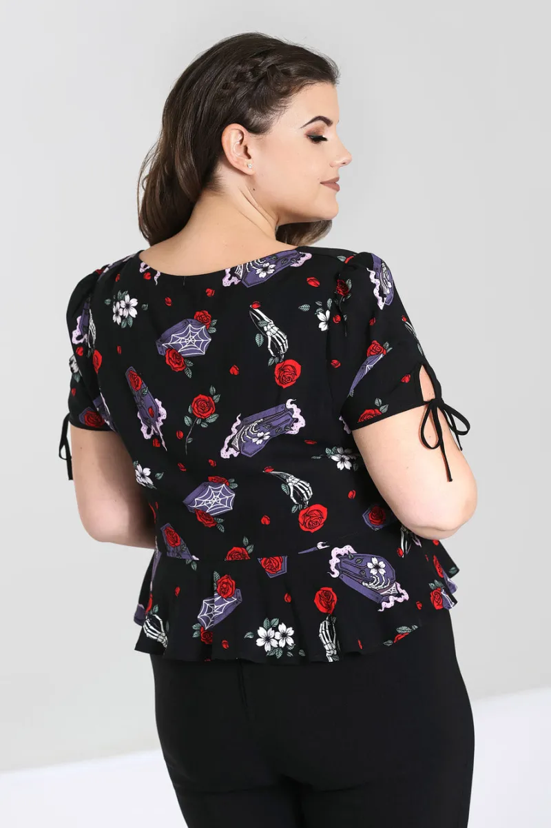 Hell Bunny Blouses|Tops>Even In Death Blouse Black