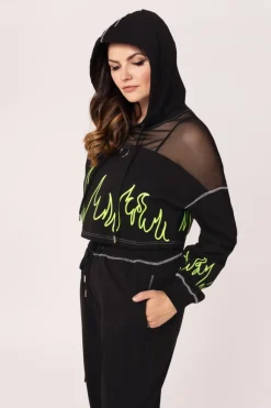 Hell Bunny Tops|Knitwear>Flames Hoodie Black/Green