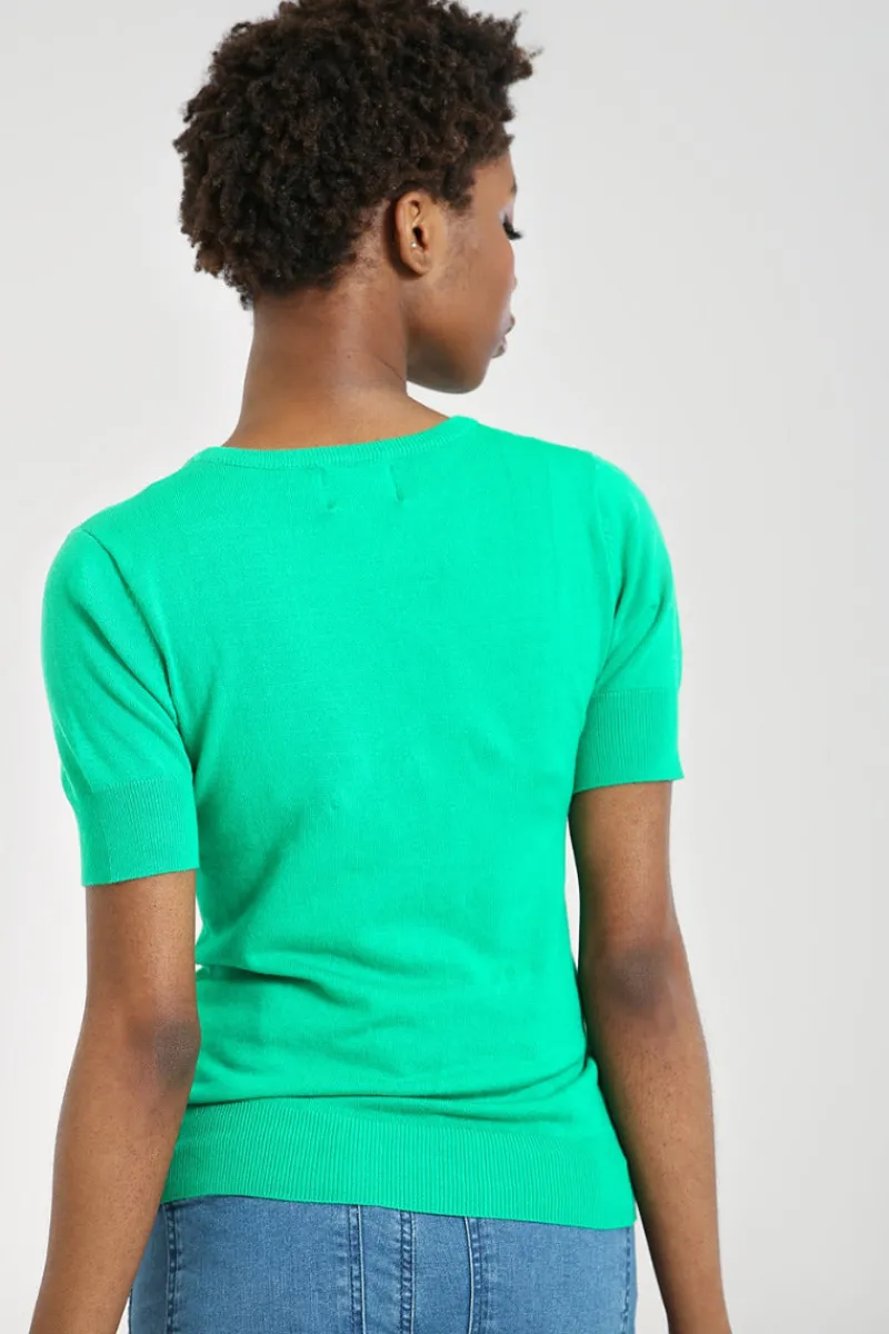 Hell Bunny Tops|Knitwear>Flower Power Top Green
