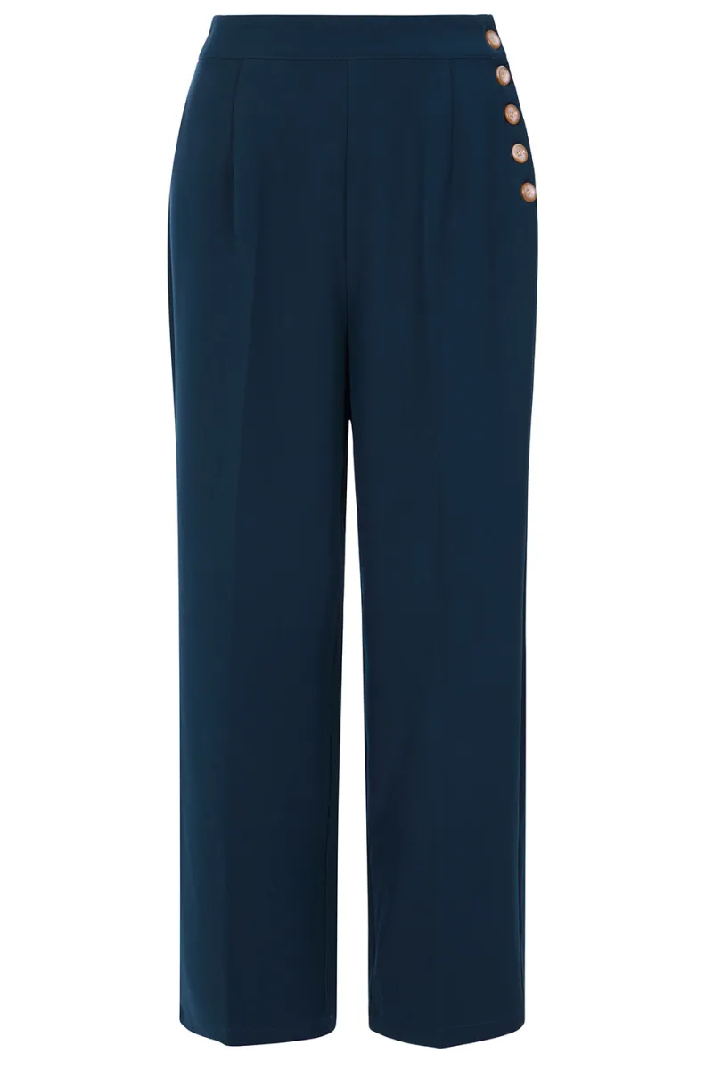 Hell Bunny Trousers & Shorts>Ginger Swing Trousers Blue