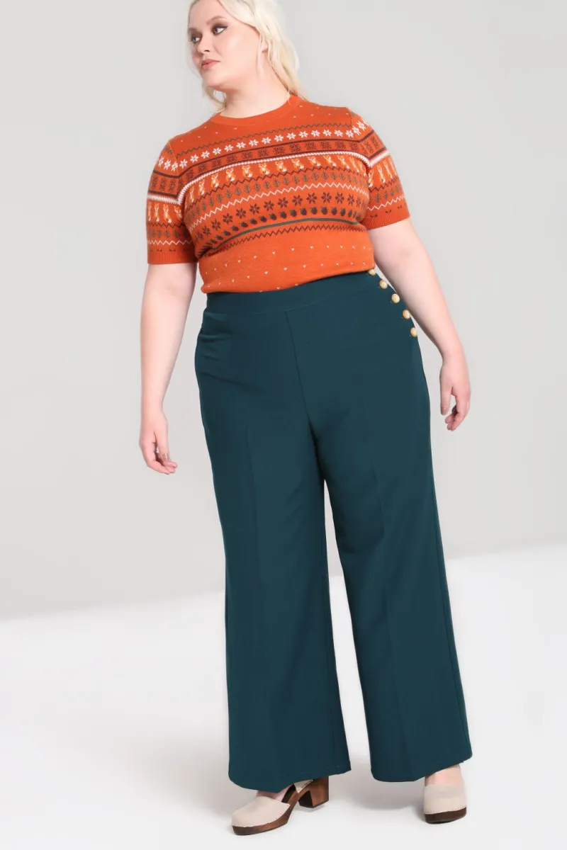 Hell Bunny Trousers & Shorts>Ginger Swing Trousers Blue