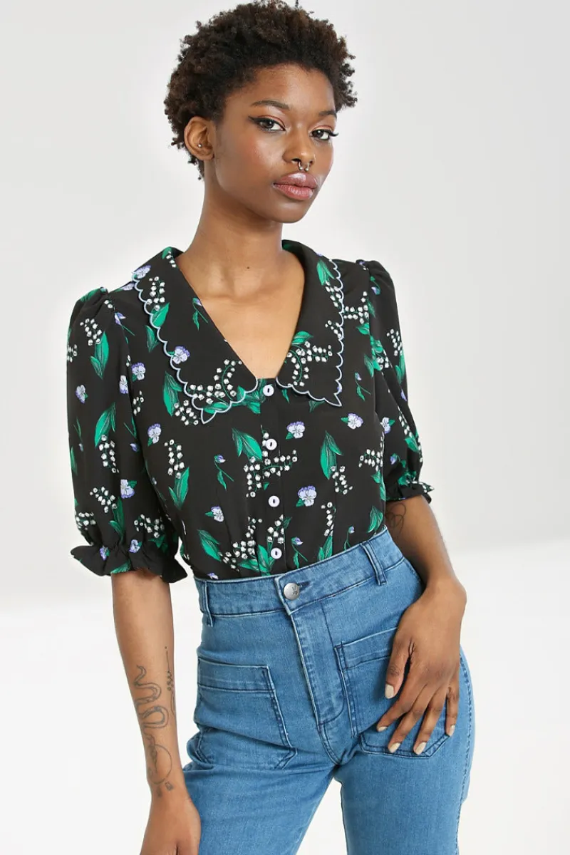 Hell Bunny Tops|Blouses>Good Luck Blouse Black