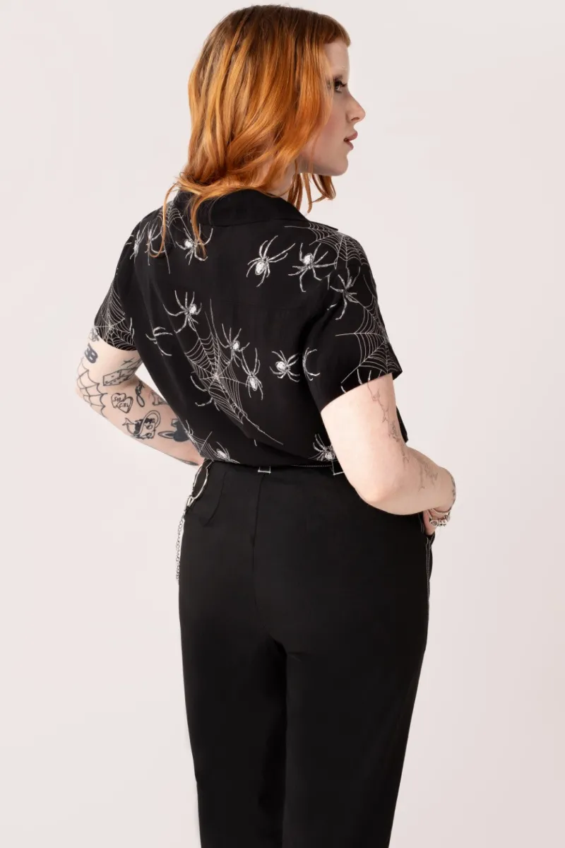 Hell Bunny Tops|Blouses>Grungy Spider Shirt Black