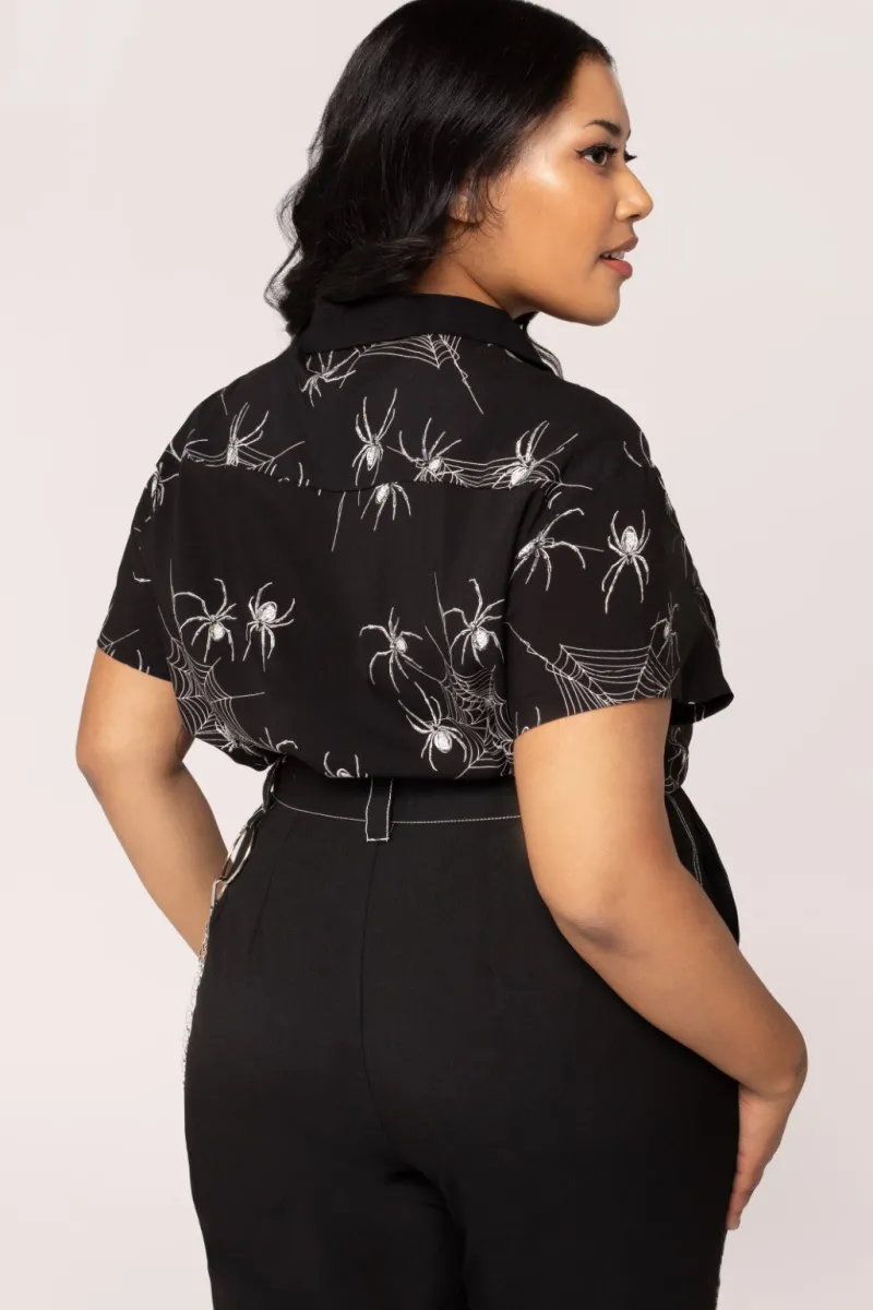 Hell Bunny Tops|Blouses>Grungy Spider Shirt Black