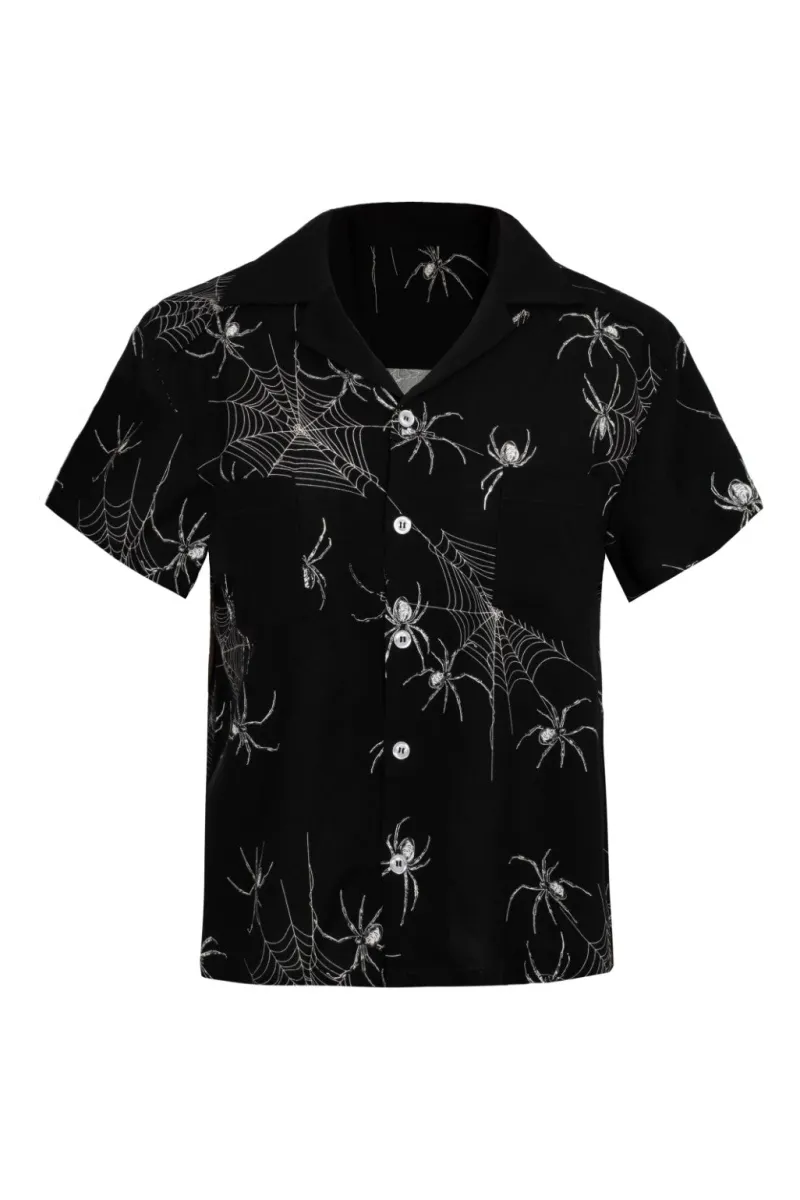 Hell Bunny Tops|Blouses>Grungy Spider Shirt Black