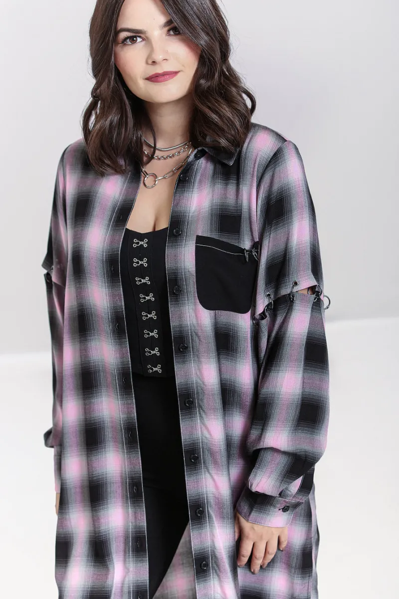 Hell Bunny Tops|Dresses>Hayley Shirt Dress Pink