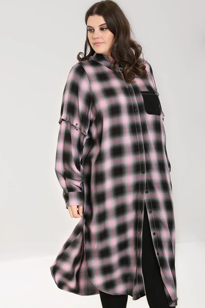 Hell Bunny Tops|Dresses>Hayley Shirt Dress Pink