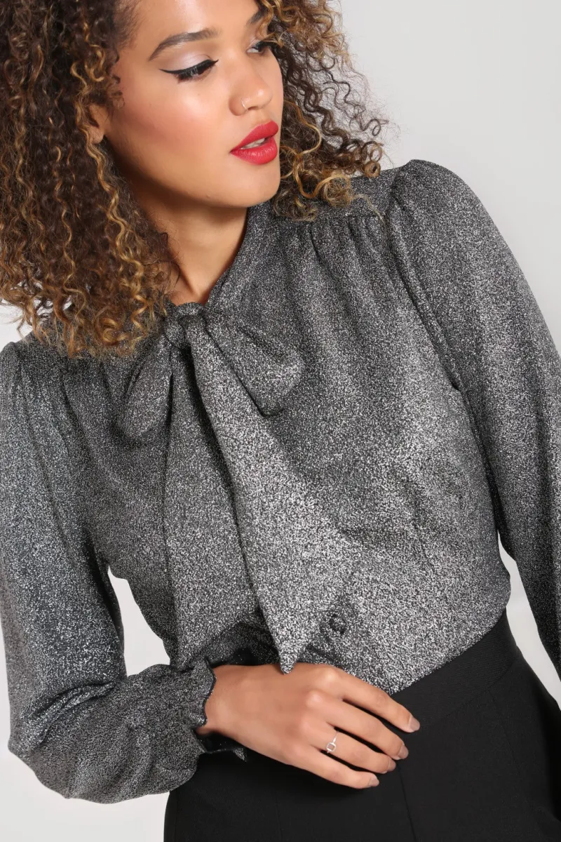 Hell Bunny Tops|Knitwear>Haze Blouse Silver
