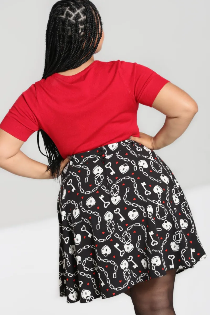 Hell Bunny Skirts|Skirts>Heart Lock Mini Skirt Black