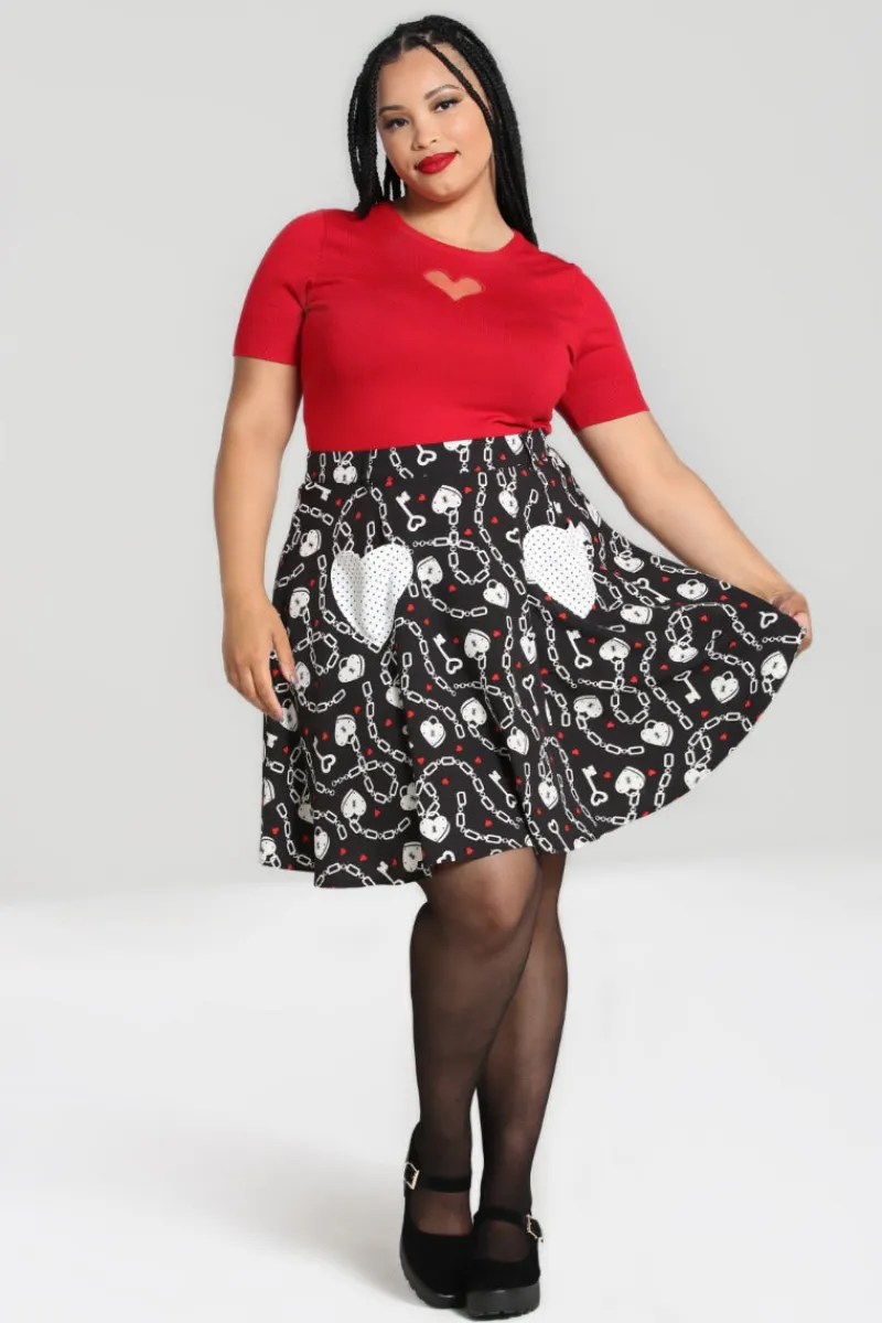 Hell Bunny Skirts|Skirts>Heart Lock Mini Skirt Black