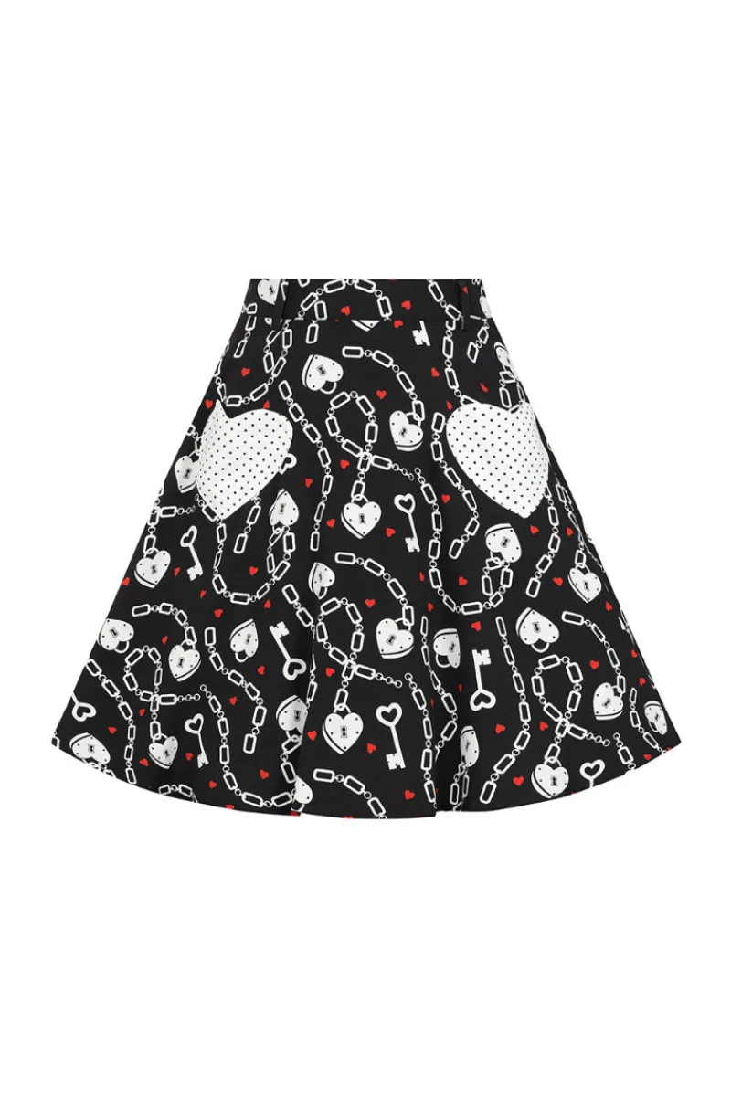 Hell Bunny Skirts|Skirts>Heart Lock Mini Skirt Black