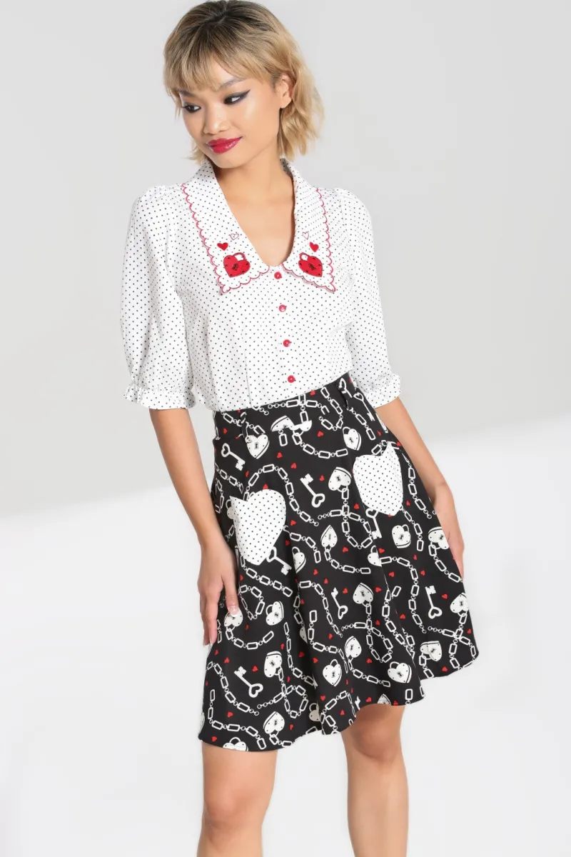 Hell Bunny Skirts|Skirts>Heart Lock Mini Skirt Black