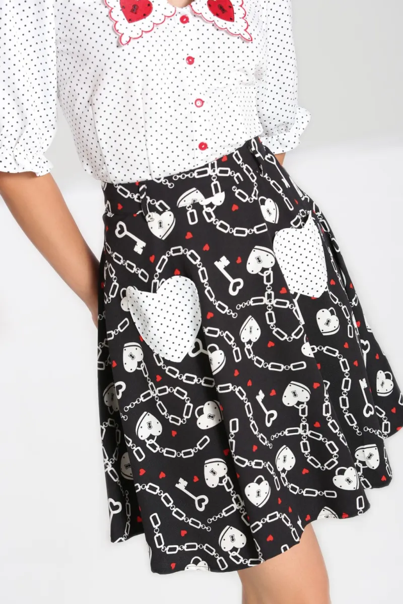 Hell Bunny Skirts|Skirts>Heart Lock Mini Skirt Black