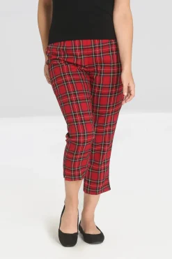 Hell Bunny Trousers & Shorts>Irvine Cigarette Trousers Red
