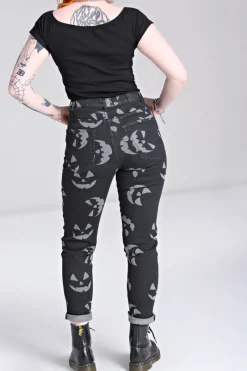 Hell Bunny Trousers & Shorts|Trousers & Shorts>Jack-O-Lantern Jeans Black