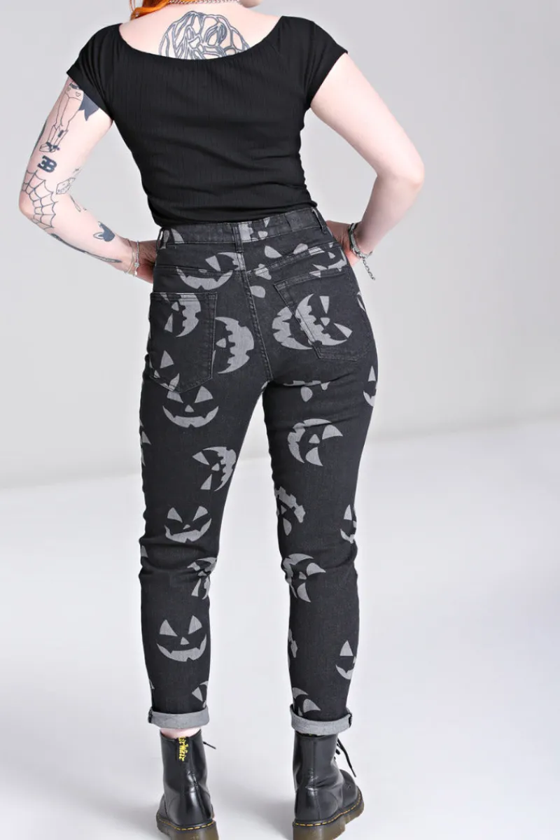 Hell Bunny Trousers & Shorts|Trousers & Shorts>Jack-O-Lantern Jeans Black