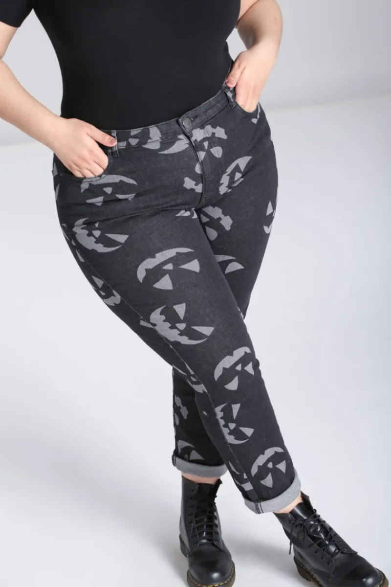 Hell Bunny Trousers & Shorts|Trousers & Shorts>Jack-O-Lantern Jeans Black