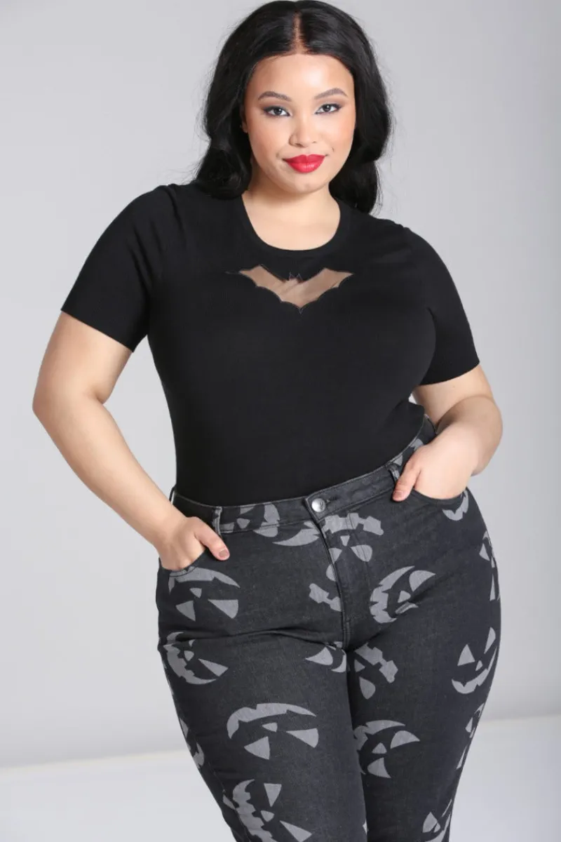 Hell Bunny Trousers & Shorts|Trousers & Shorts>Jack-O-Lantern Jeans Black