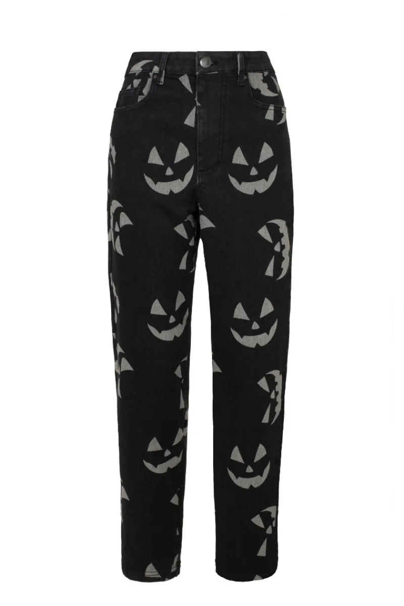 Hell Bunny Trousers & Shorts|Trousers & Shorts>Jack-O-Lantern Jeans Black