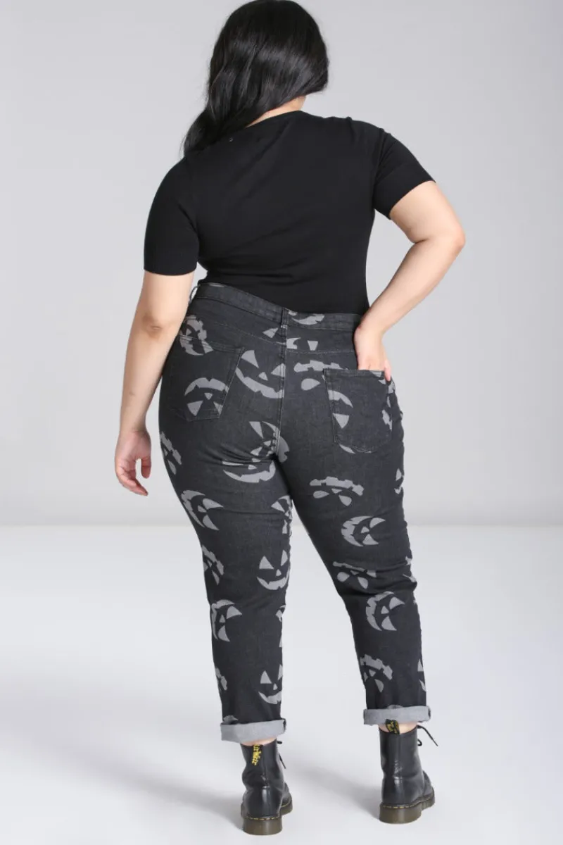 Hell Bunny Trousers & Shorts|Trousers & Shorts>Jack-O-Lantern Jeans Black