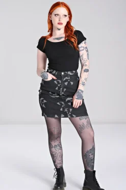 Hell Bunny Skirts|Denim>Jack-O-Lantern Skirt Black