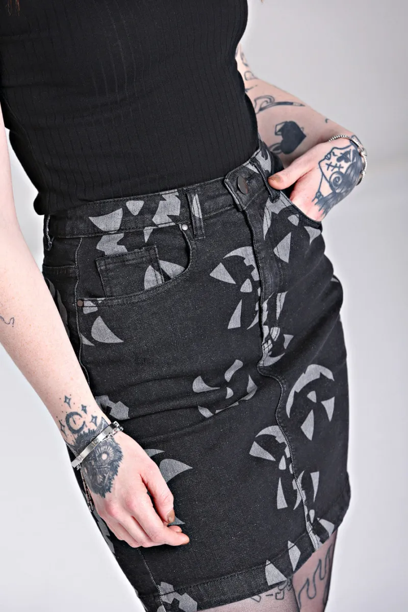 Hell Bunny Skirts|Denim>Jack-O-Lantern Skirt Black
