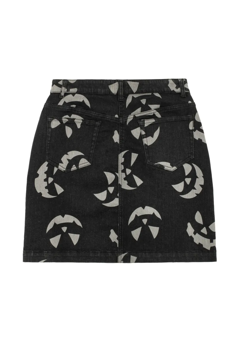 Hell Bunny Skirts|Denim>Jack-O-Lantern Skirt Black