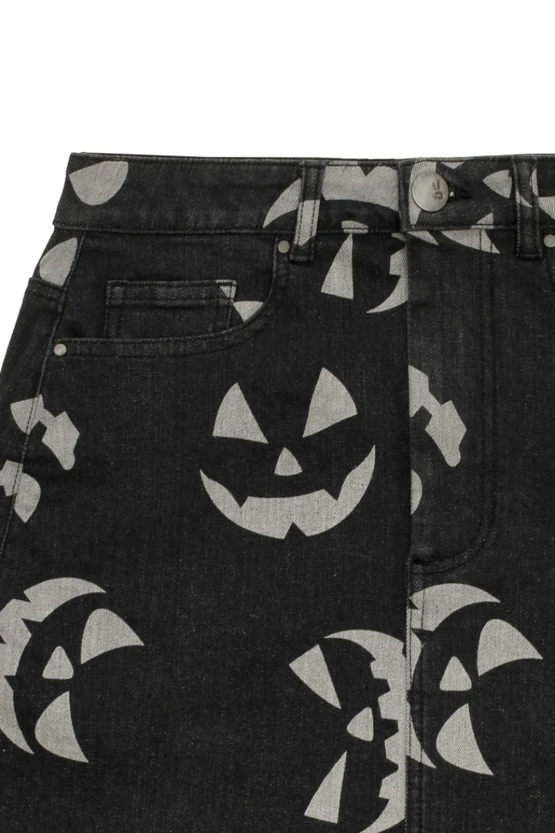 Hell Bunny Skirts|Denim>Jack-O-Lantern Skirt Black