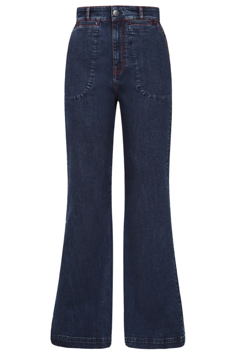 Hell Bunny Trousers & Shorts|Trousers & Shorts>Jaclyn Jeans Blue