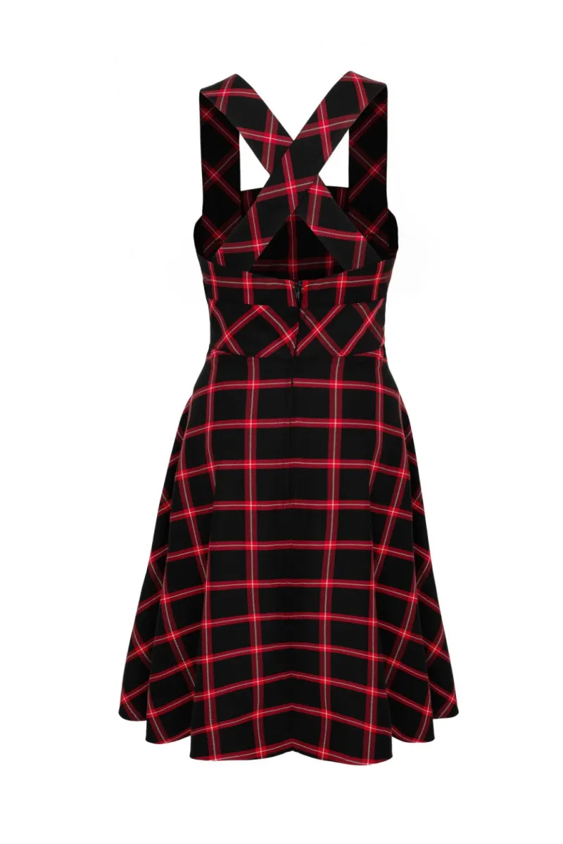 Hell Bunny Dresses|Vintage Dresses>Janine Pinafore Dress Black/Red