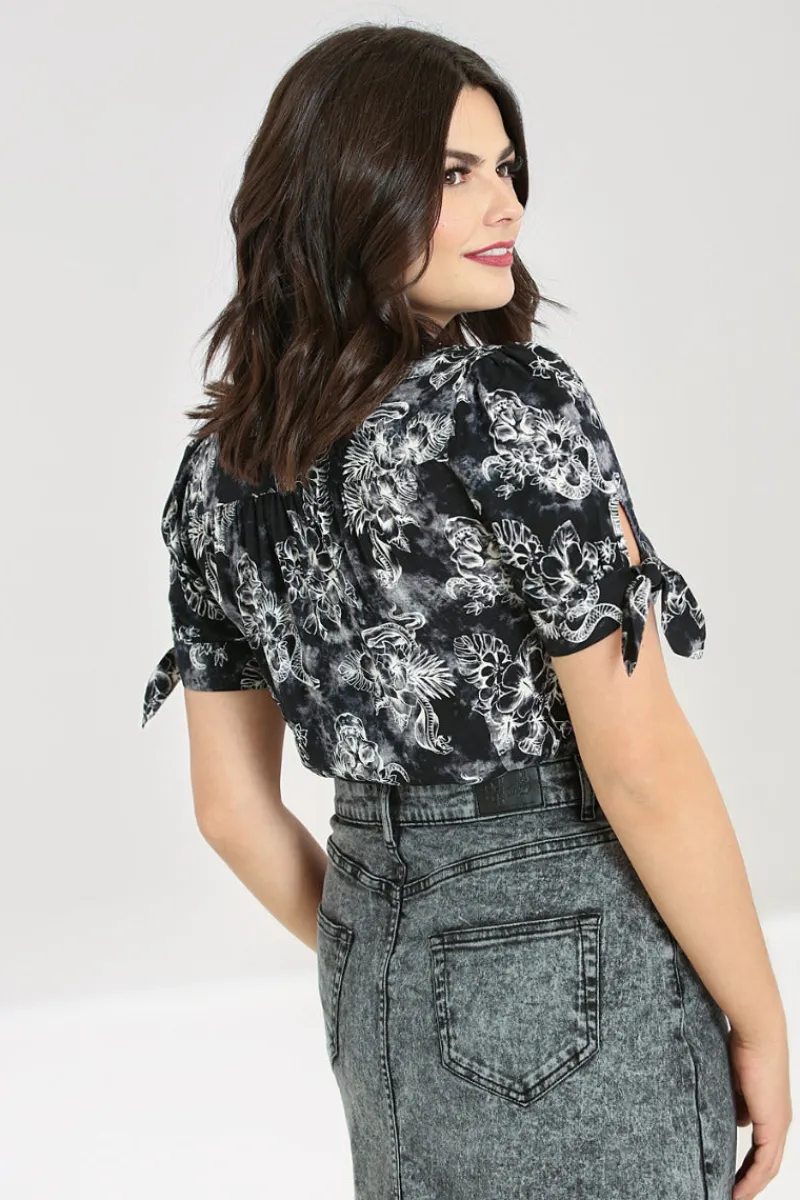 Hell Bunny Tops|Blouses>Kasumi Blouse Grey