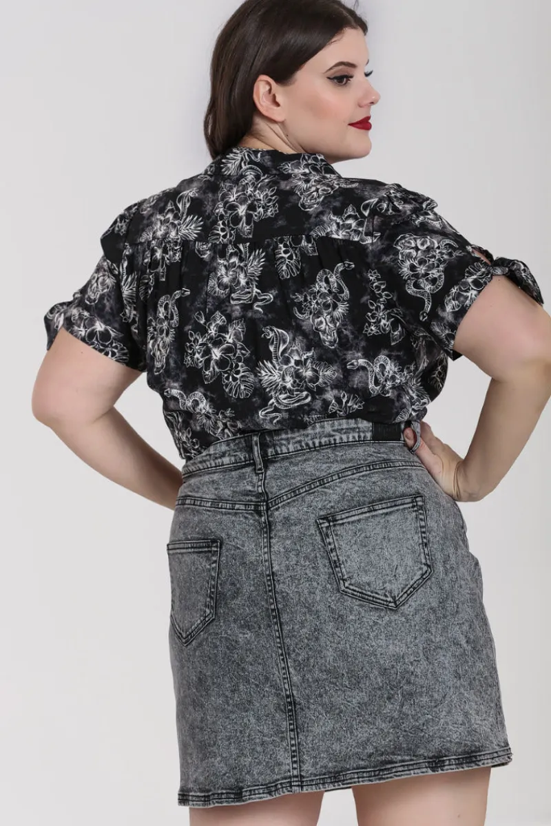 Hell Bunny Tops|Blouses>Kasumi Blouse Grey