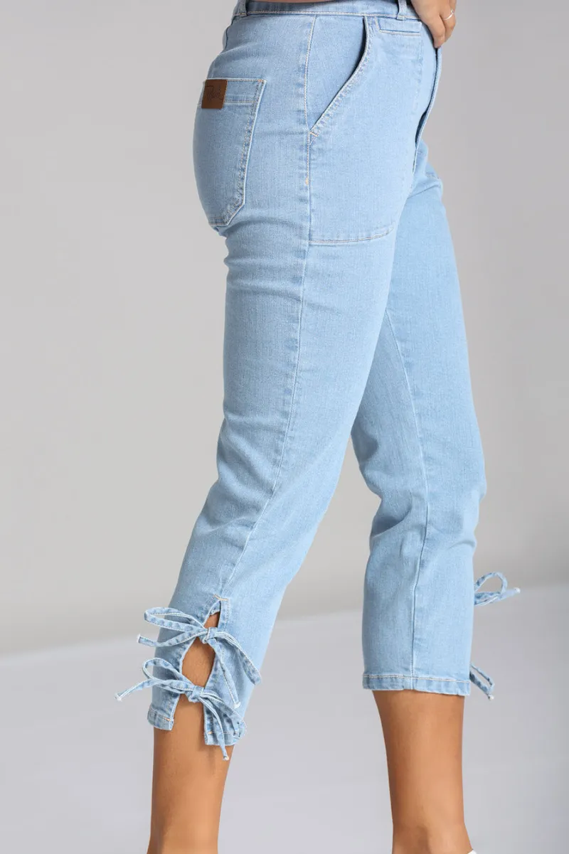 Hell Bunny Trousers & Shorts>Kiralee Cropped Jeans Blue
