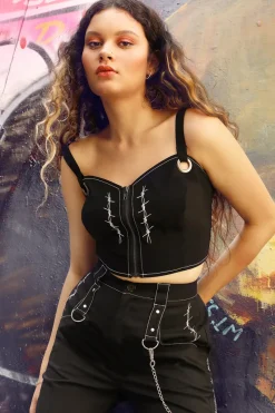 Hell Bunny Tops|Tops>Lennox Crop Top Black
