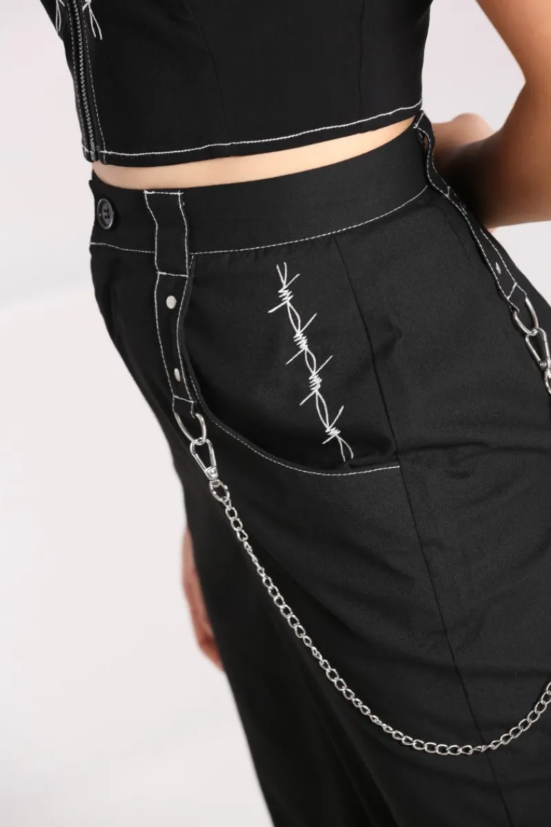 Hell Bunny Trousers & Shorts|Trousers & Shorts>Lennox Cropped Trousers Black