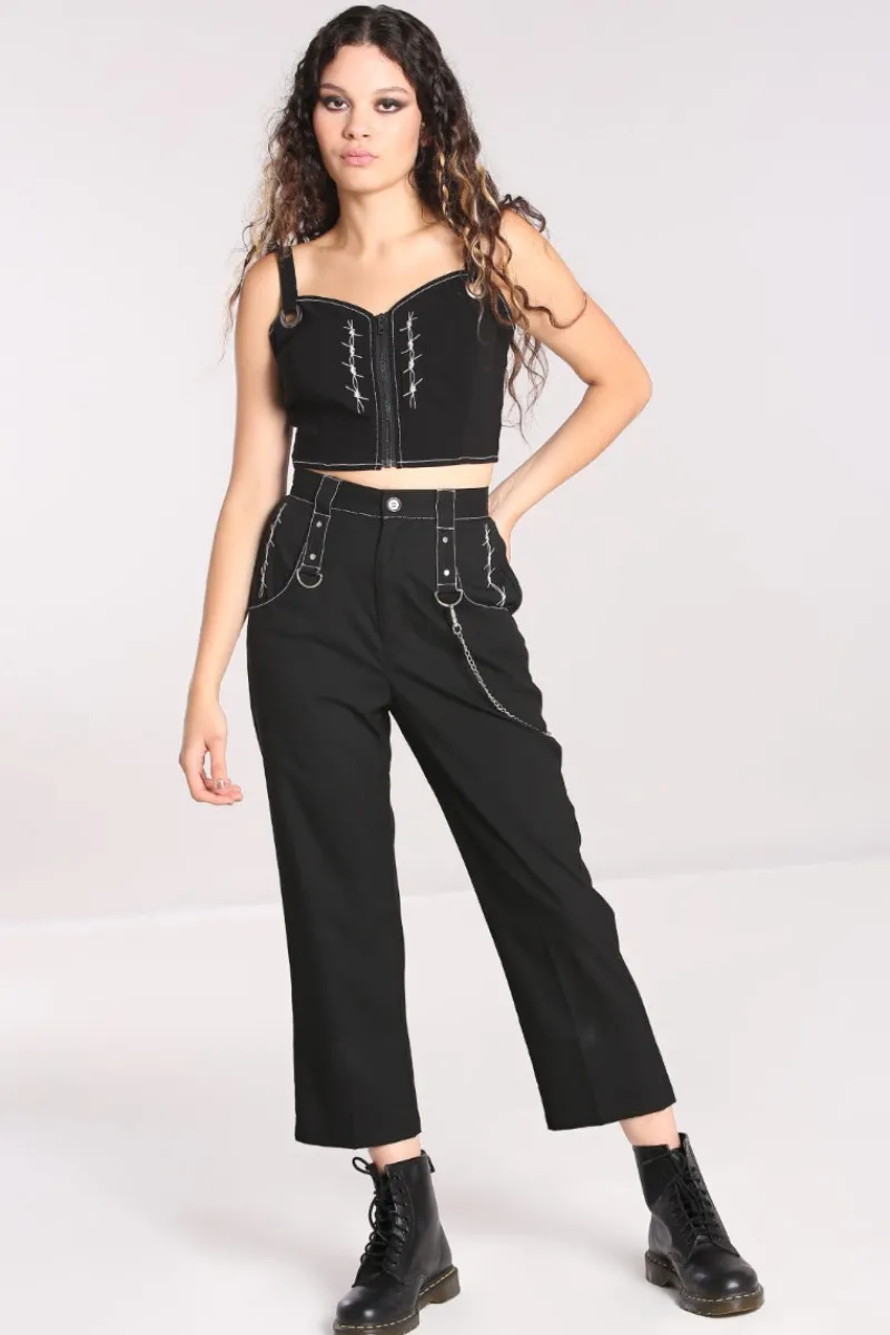 Hell Bunny Trousers & Shorts|Trousers & Shorts>Lennox Cropped Trousers Black