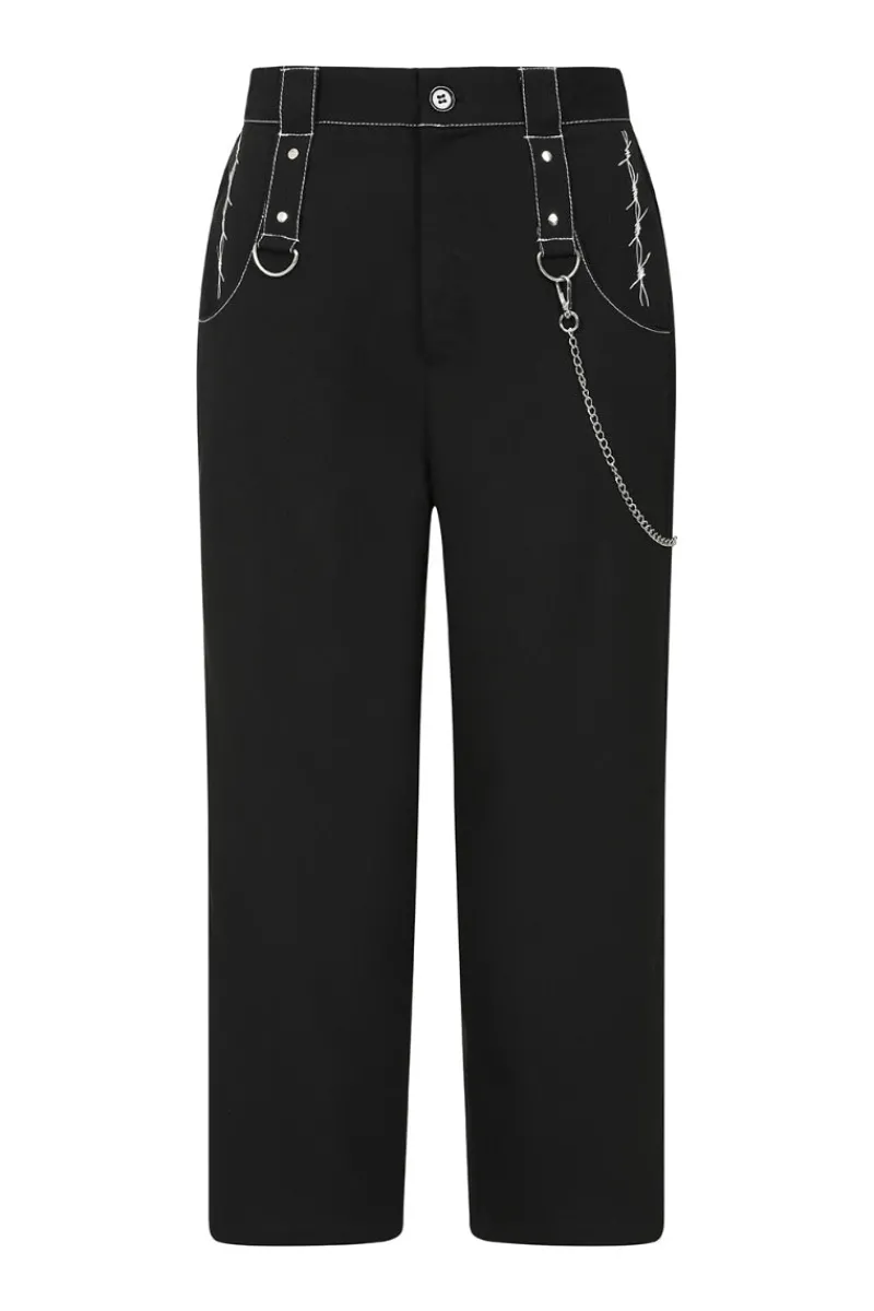 Hell Bunny Trousers & Shorts|Trousers & Shorts>Lennox Cropped Trousers Black