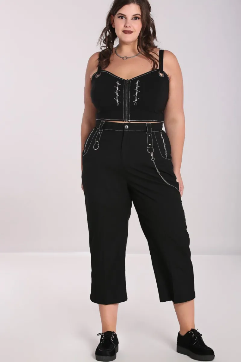 Hell Bunny Trousers & Shorts|Trousers & Shorts>Lennox Cropped Trousers Black