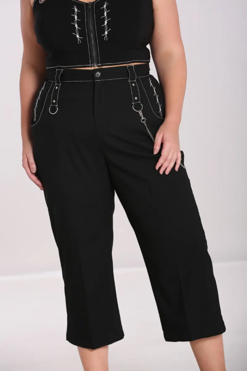 Hell Bunny Trousers & Shorts|Trousers & Shorts>Lennox Cropped Trousers Black
