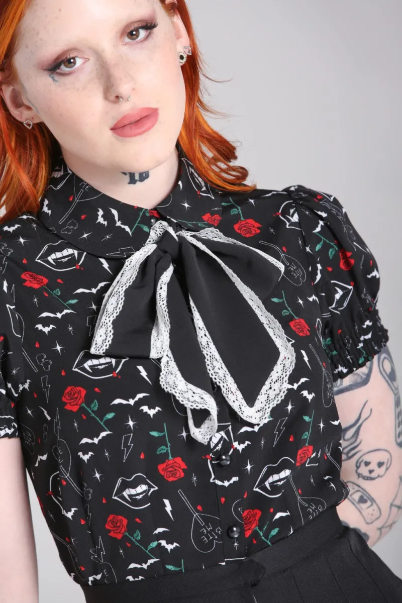 Hell Bunny Tops|Blouses>Lilith Blouse Black