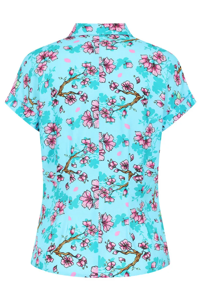 Hell Bunny Tops|Blouses>Louella Shirt Aqua