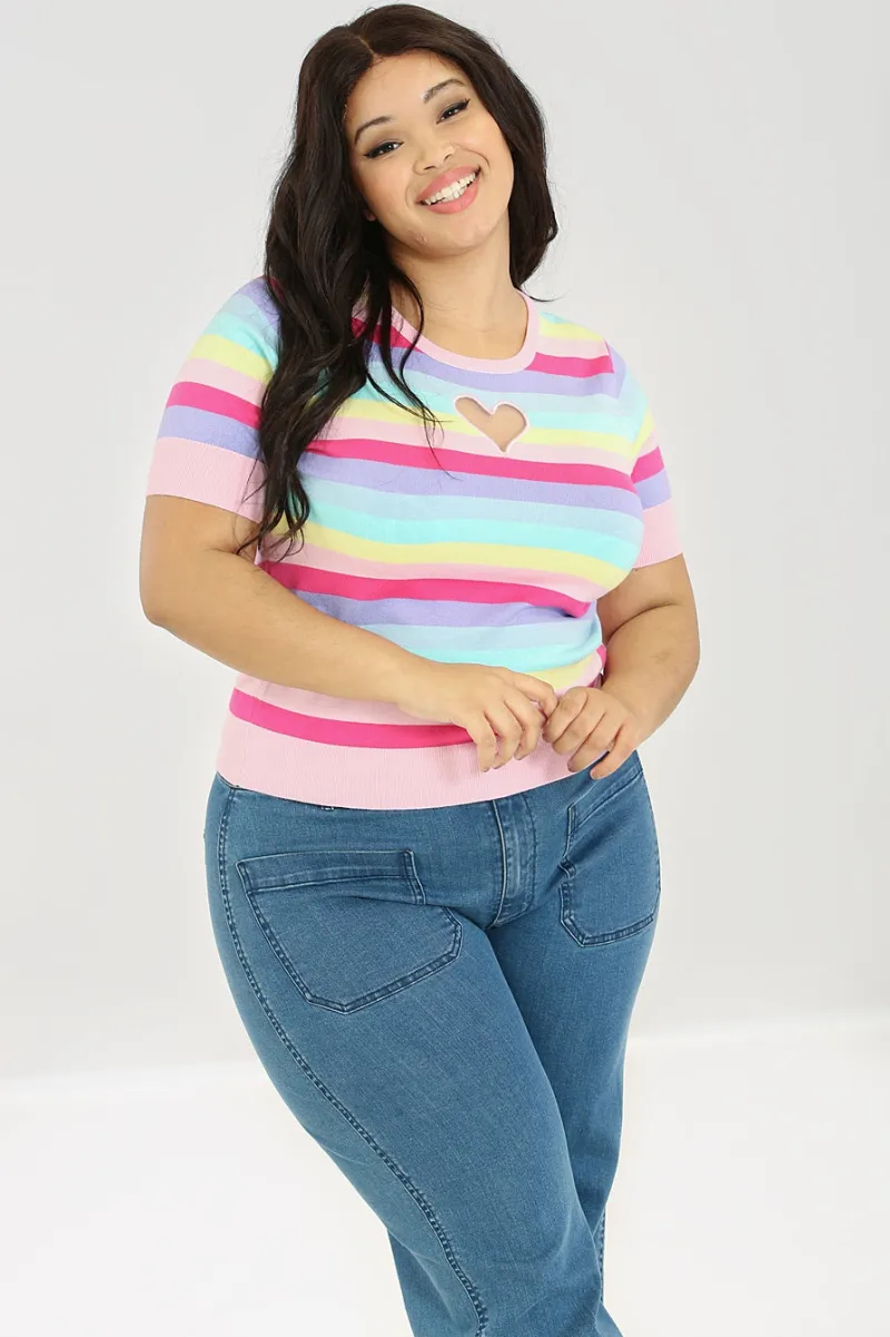 Hell Bunny Tops|Knitwear>Love Heart Top MultiColour