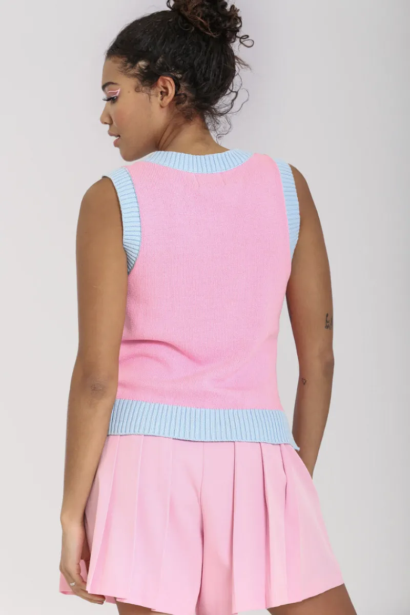 Hell Bunny Tops|Knitwear>Love Nope Vest Pink