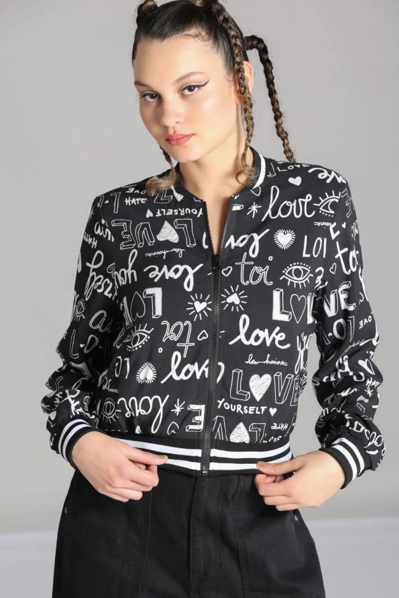 Hell Bunny Coats & Jackets>Love Yourself Jacket Black