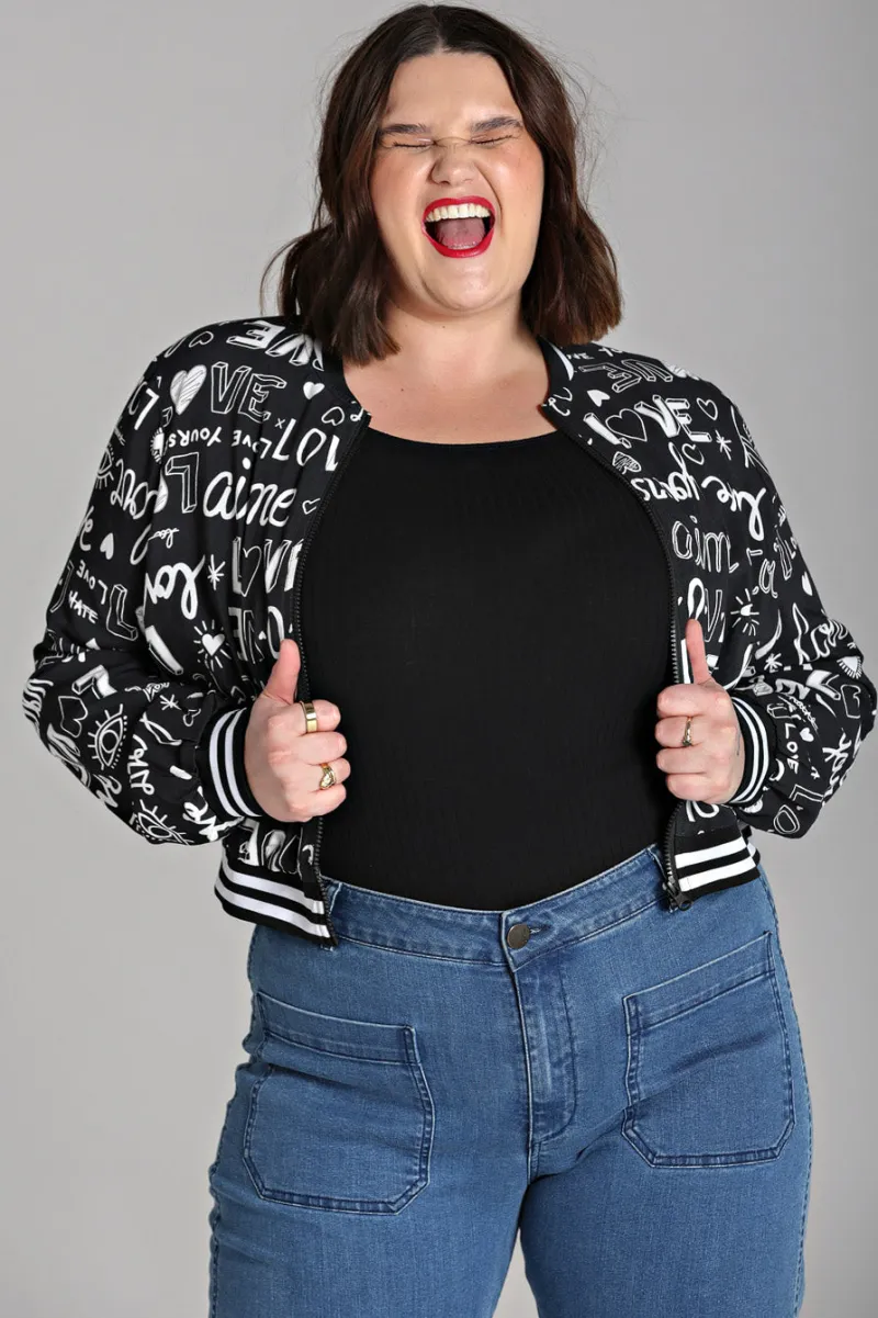 Hell Bunny Coats & Jackets>Love Yourself Jacket Black