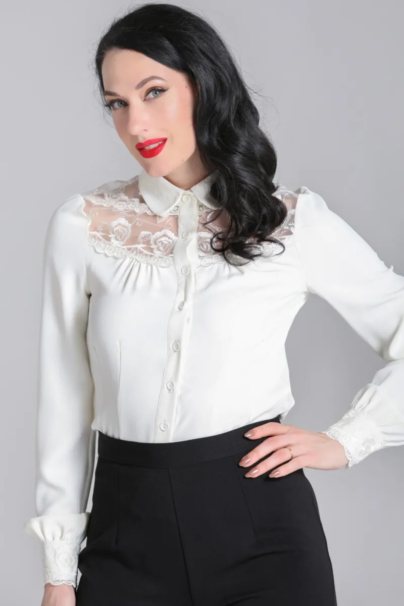 Hell Bunny Tops|Blouses>Lucille Blouse Ivory