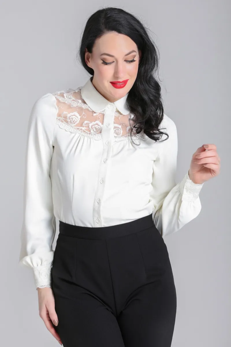 Hell Bunny Tops|Blouses>Lucille Blouse Ivory