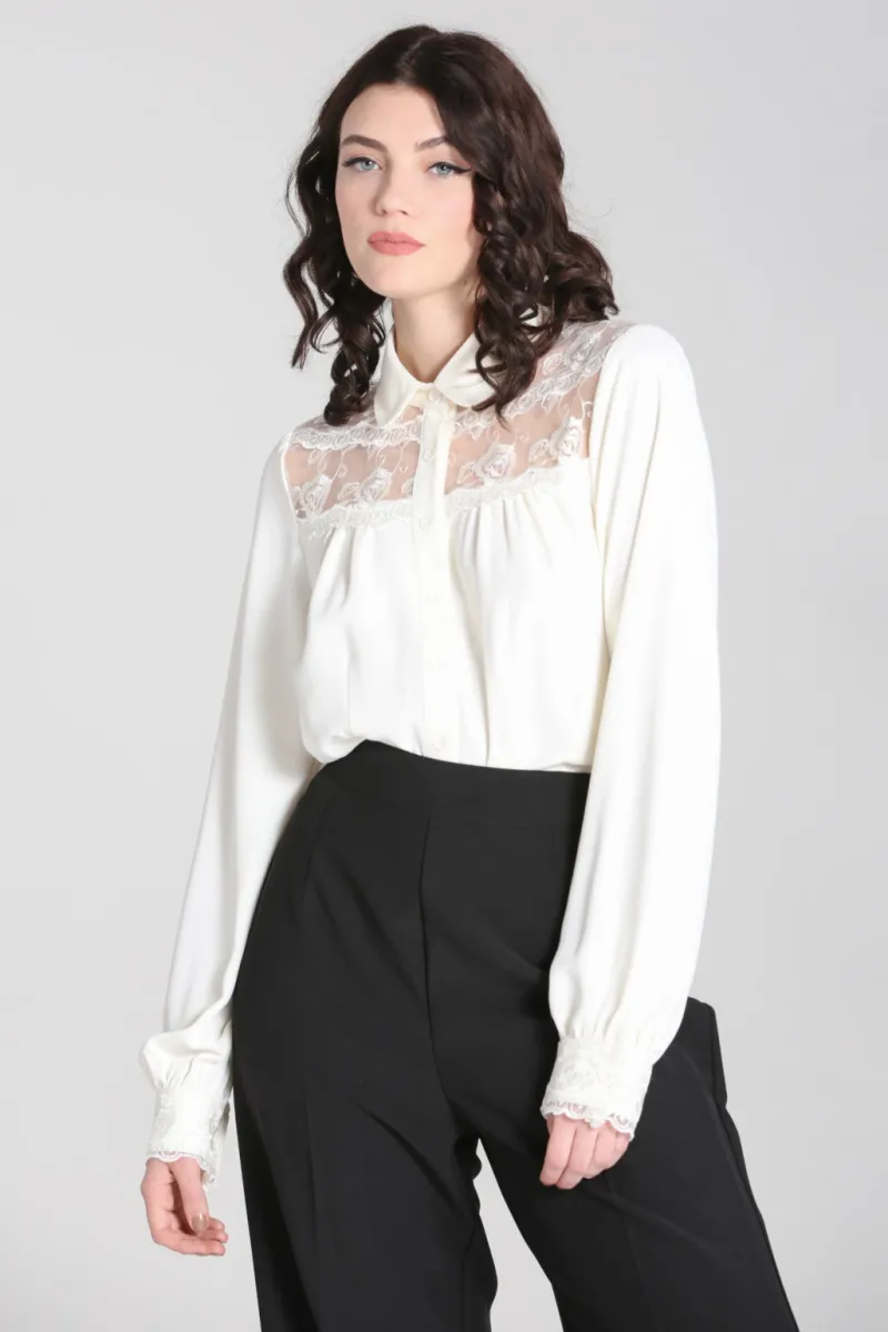 Hell Bunny Tops|Blouses>Lucille Blouse Ivory