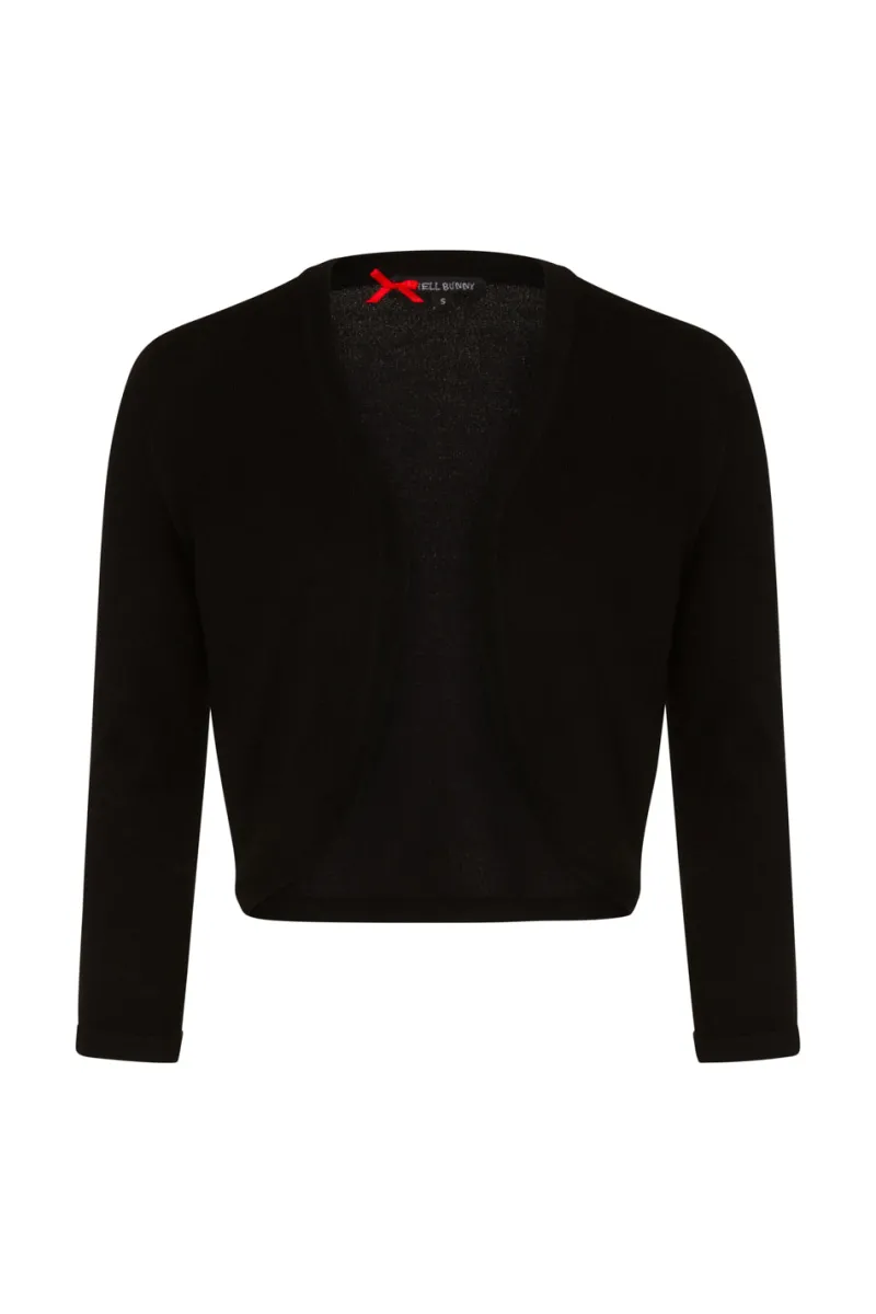 Hell Bunny Tops|Knitwear>Maggie Bolero Black