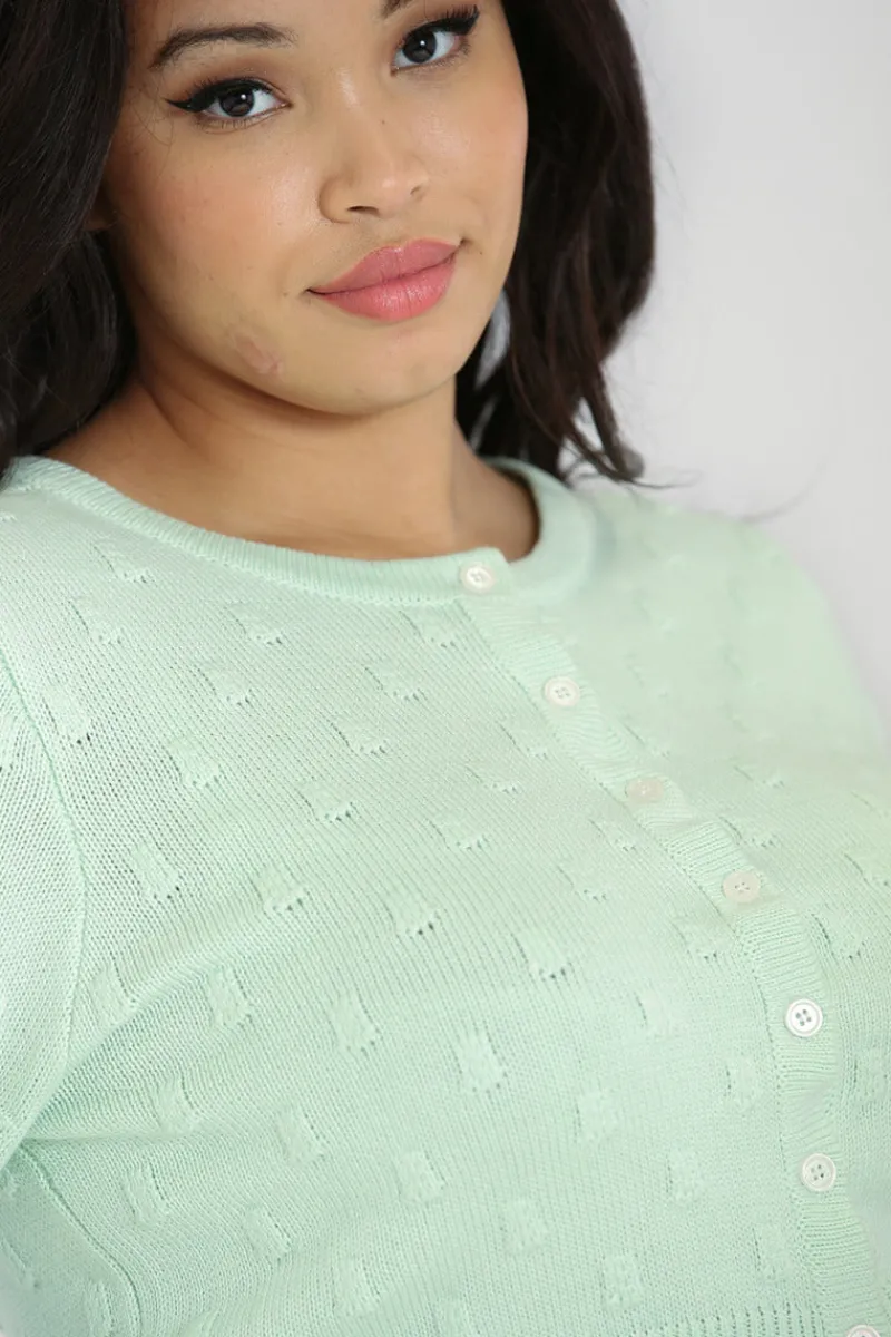 Hell Bunny Knitwear>Mallow Cardigan Mint